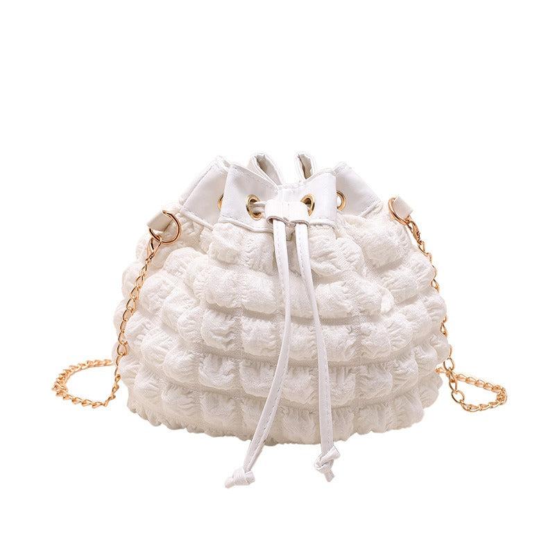 Cloud Ruched Bucket Bag Chain Crossbody Shoulder Purse