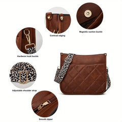 Vintage Quilted Crossbody Bag Classic Argyle Pattern