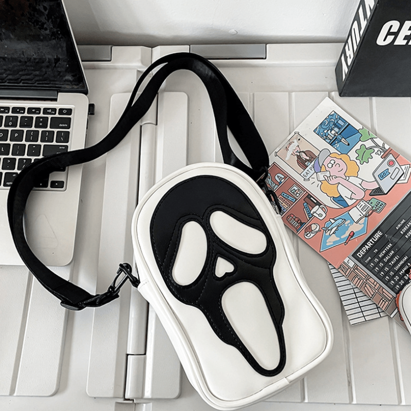 Halloween Ghost Crossbody Bag Funny Skull Pattern Shoulder Bag