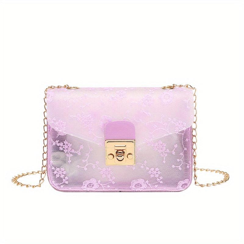Jacquard Chain Crossbody Bag Clear PVC Square Purse Shoulder Bag