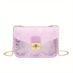 Jacquard Chain Crossbody Bag Clear PVC Square Purse Shoulder Bag