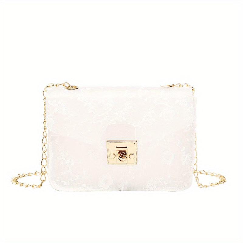 Jacquard Chain Crossbody Bag Clear PVC Square Purse Shoulder Bag