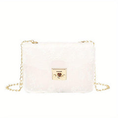 Jacquard Chain Crossbody Bag Clear PVC Square Purse Shoulder Bag
