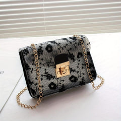 Jacquard Chain Crossbody Bag Clear PVC Square Purse Shoulder Bag