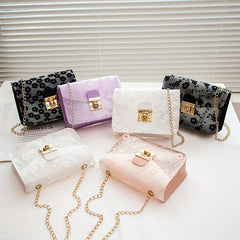 Jacquard Chain Crossbody Bag Clear PVC Square Purse Shoulder Bag