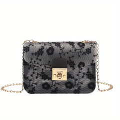 Jacquard Chain Crossbody Bag Clear PVC Square Purse Shoulder Bag