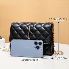 Argyle Quilted Chain Crossbody Bag Women's Tassel Square Purses