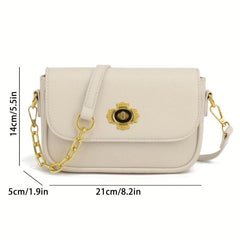 Square Metal Chain Crossbody Bag PU Leather Textured Bag Purse
