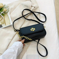 Square Metal Chain Crossbody Bag PU Leather Textured Bag Purse