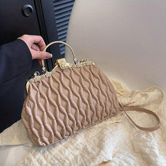 Ruched Crossbody Bag Top Ring Clutch Purse PU Leather