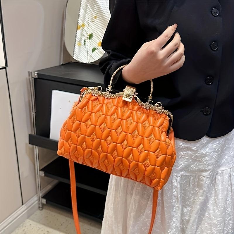 Ruched Crossbody Bag Top Ring Clutch Purse PU Leather