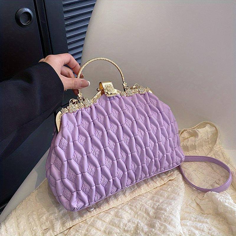 Ruched Crossbody Bag Top Ring Clutch Purse PU Leather