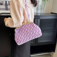 Ruched Crossbody Bag Top Ring Clutch Purse PU Leather