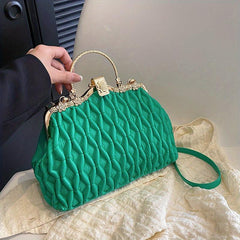 Ruched Crossbody Bag Top Ring Clutch Purse PU Leather