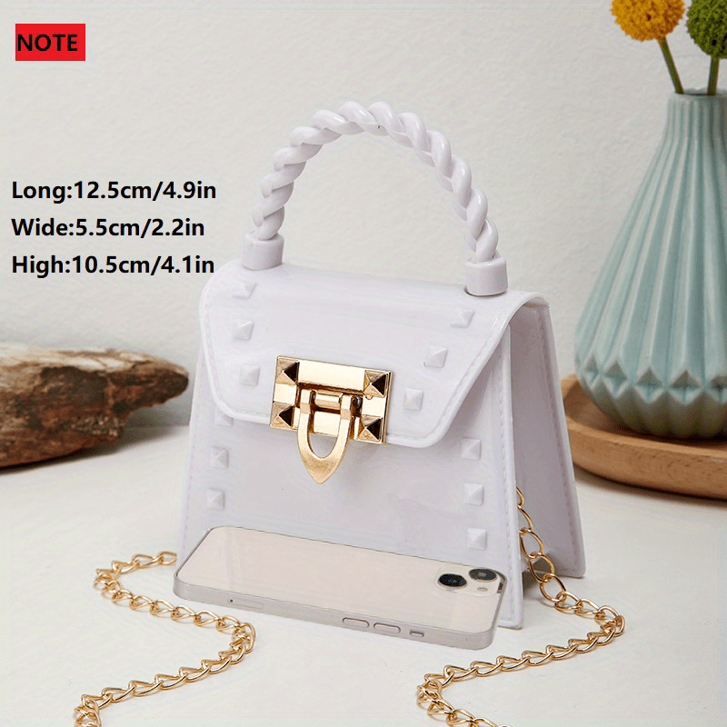 Jelly Studded Handbag Crossbody Bag PVC Flap Purse for Women