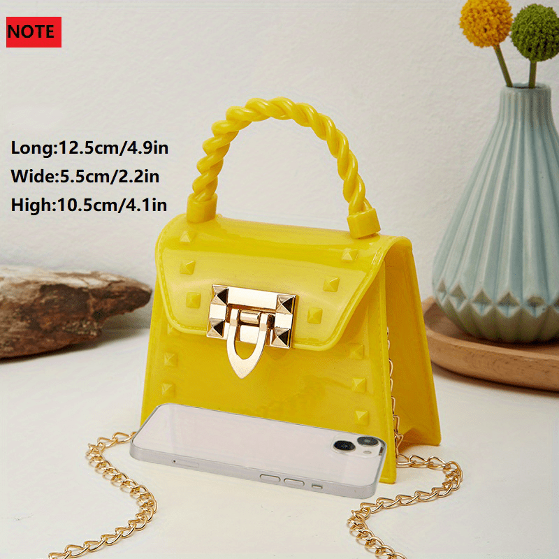 Jelly Studded Handbag Crossbody Bag PVC Flap Purse for Women