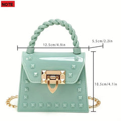 Jelly Studded Handbag Crossbody Bag PVC Flap Purse for Women