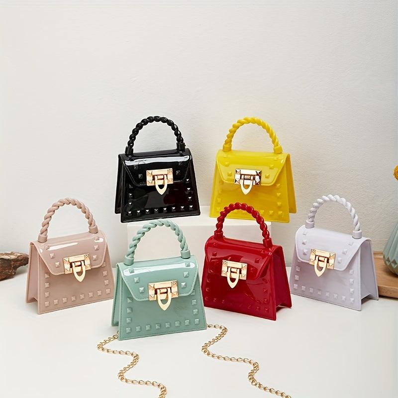 Jelly Studded Handbag Crossbody Bag PVC Flap Purse for Women