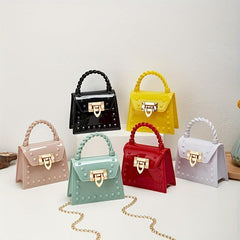 Jelly Studded Handbag Crossbody Bag PVC Flap Purse for Women