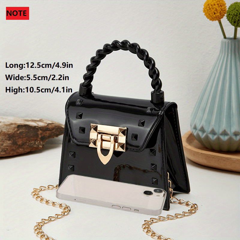 Jelly Studded Handbag Crossbody Bag PVC Flap Purse for Women