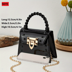 Jelly Studded Handbag Crossbody Bag PVC Flap Purse for Women