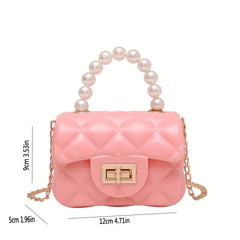 Small Square Bag Turn Lock Satchel Crossbody Bag