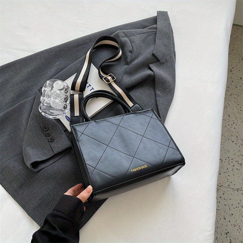 Vintage Plaid Pattern Tote Bag Retro PU Crossbody Bag