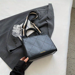 Vintage Plaid Pattern Tote Bag Retro PU Crossbody Bag