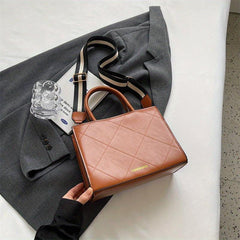 Vintage Plaid Pattern Tote Bag Retro PU Crossbody Bag