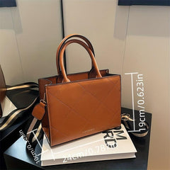 Vintage Plaid Pattern Tote Bag Retro PU Crossbody Bag