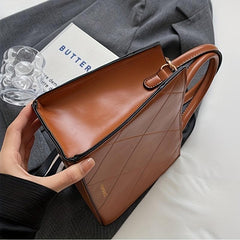 Vintage Plaid Pattern Tote Bag Retro PU Crossbody Bag