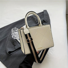 Vintage Plaid Pattern Tote Bag Retro PU Crossbody Bag