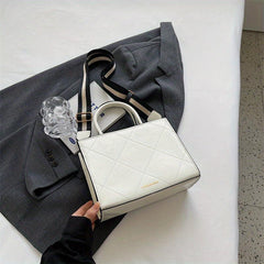 Vintage Plaid Pattern Tote Bag Retro PU Crossbody Bag