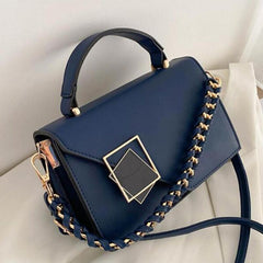 Metal Decor Crossbody Bag Womens Chain Square Shoulder Handbag