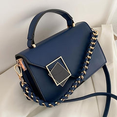 Metal Decor Crossbody Bag Womens Chain Square Shoulder Handbag