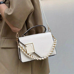 Metal Decor Crossbody Bag Womens Chain Square Shoulder Handbag