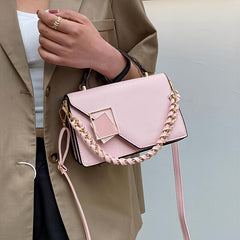 Metal Decor Crossbody Bag Womens Chain Square Shoulder Handbag