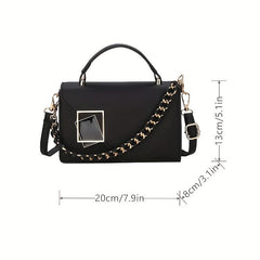 Metal Decor Crossbody Bag Womens Chain Square Shoulder Handbag