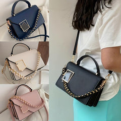 Metal Decor Crossbody Bag Womens Chain Square Shoulder Handbag