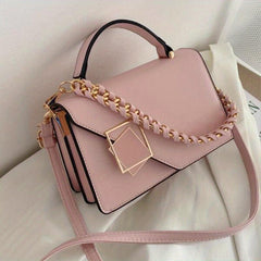 Metal Decor Crossbody Bag Womens Chain Square Shoulder Handbag