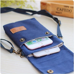 Canvas Cell Phone Crossbody Bag Lightweight Zipper Purse