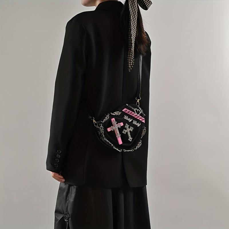 Heart Shaped Crossbody Bag Gothic Cross Mini Love Purse