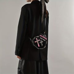 Heart Shaped Crossbody Bag Gothic Cross Mini Love Purse