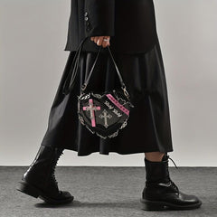 Heart Shaped Crossbody Bag Gothic Cross Mini Love Purse