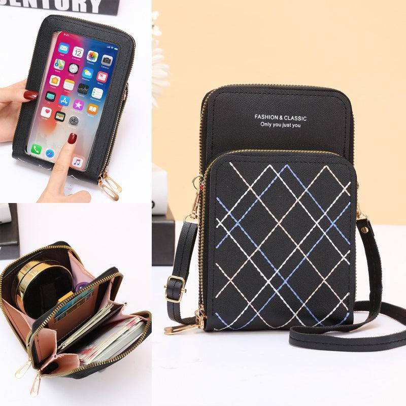 Double Zipper Touchscreen Phone Bag Shoulder Crossbody Women's Wallet