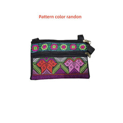 Embroidered Crossbody Bag Double Zipper Clutch Purse