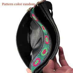 Embroidered Crossbody Bag Double Zipper Clutch Purse