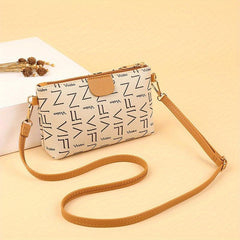 Vintage Letter Print Coin Purse Shoulder Bag for Work