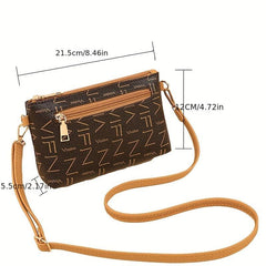Vintage Letter Print Coin Purse Shoulder Bag for Work