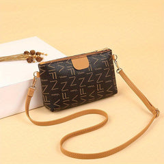 Vintage Letter Print Coin Purse Shoulder Bag for Work